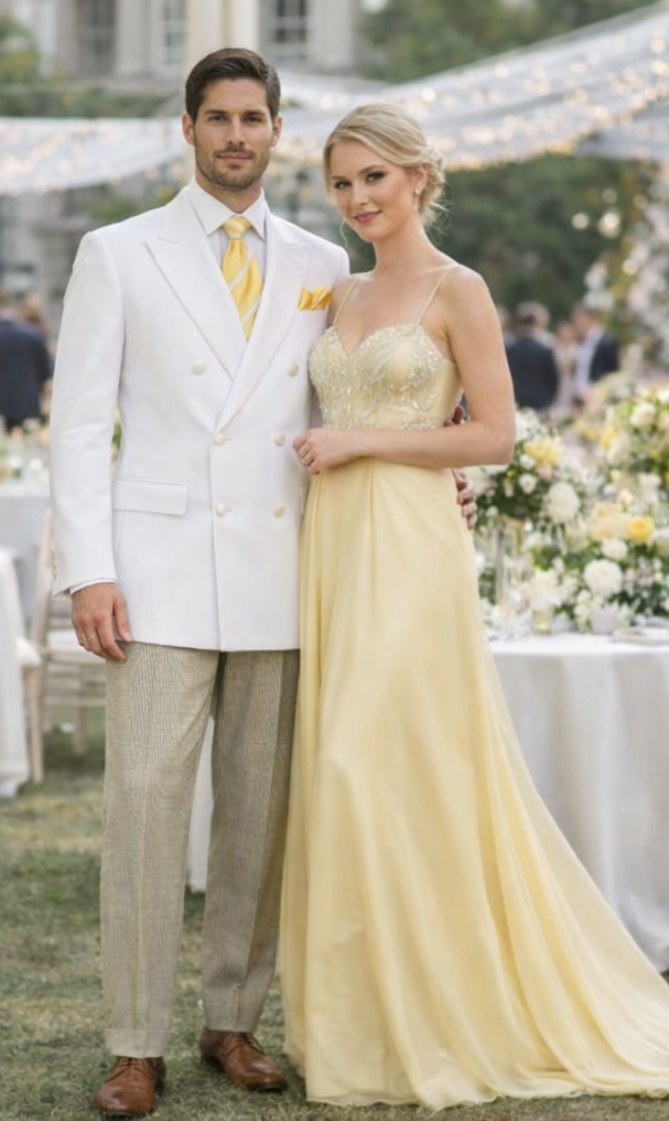 Men’s White Formal Blazer – Double Breasted Classic Fit Sport Coat