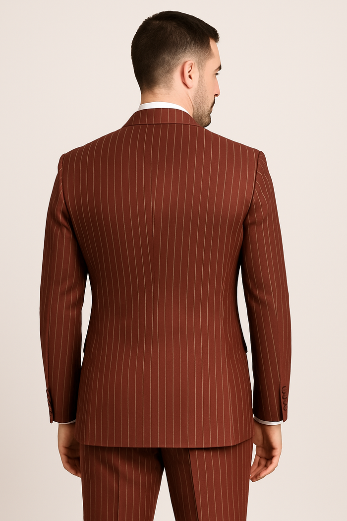 Double Breasted Suit - Maroon Suit - Side Vented - Modern Fit