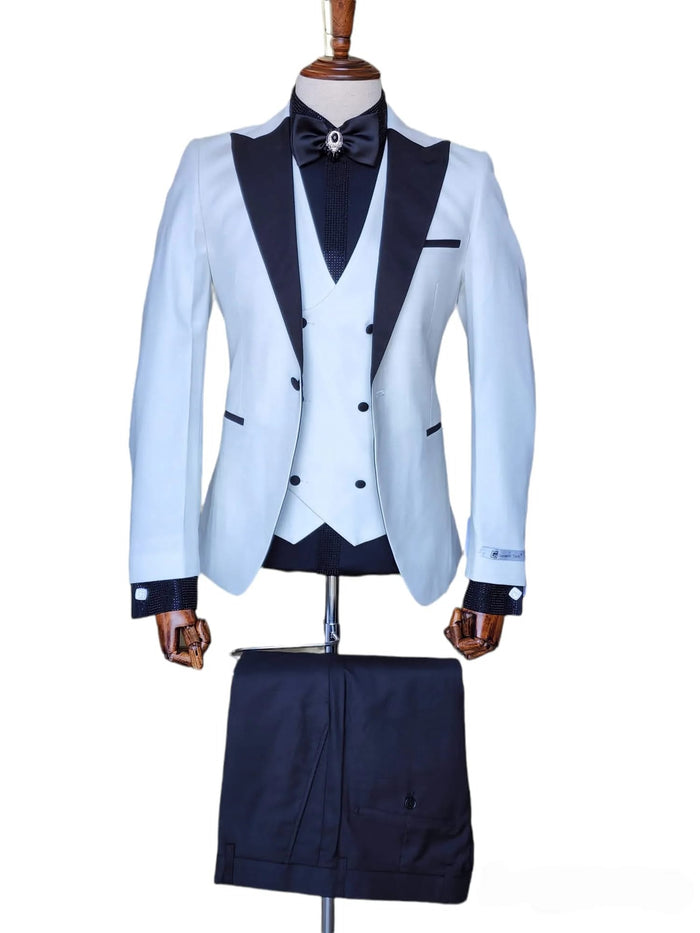 Ivory Groom Slim Fit Tuxedo by Mensitaly