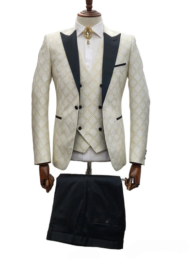 Ivory Peak Lapel Cream Tuxedo Suit