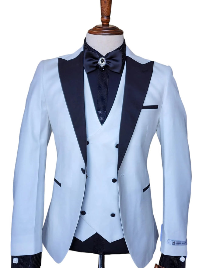 Ivory Groom Slim Fit Tuxedo by Mensitaly