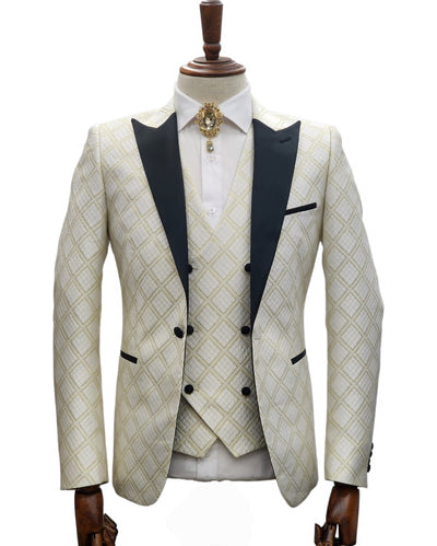 Ivory Peak Lapel Cream Tuxedo Suit
