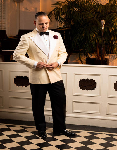 Ivory Double Breasted Tuxedo Dinner Jacket