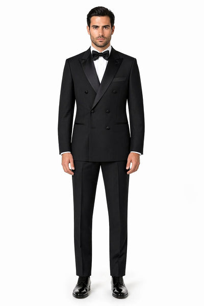 Double Breasted Men's Black Tuxedo Super 150's Discount Sale Designer