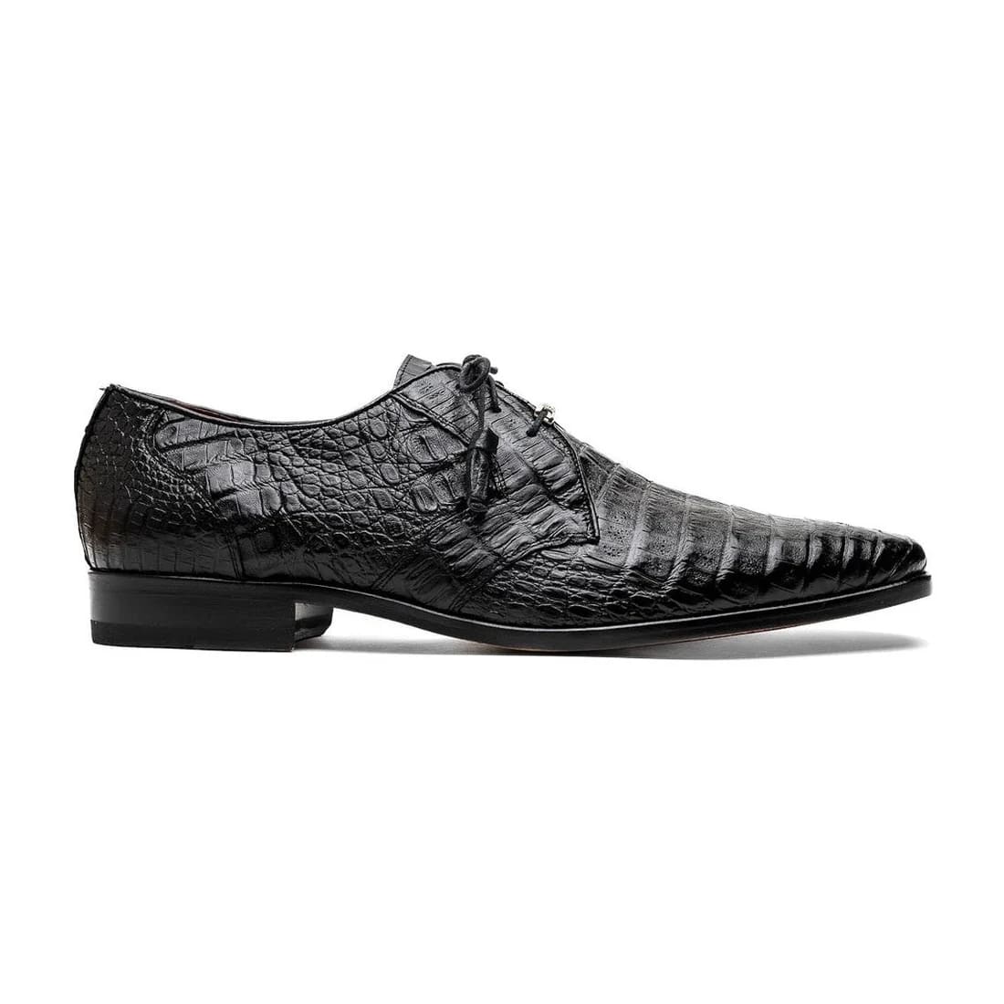 Lacio Black Caiman Crocodile Dress Derby Oxfords