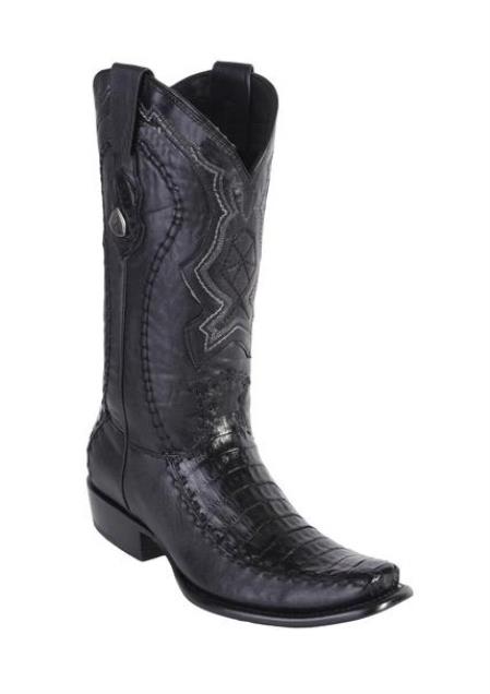 Men's Wild West Dubai Toe Style Black Genuine Caiman Belly Handcrafted Dress Cowboy Boot Cheap Priced For Sale Online