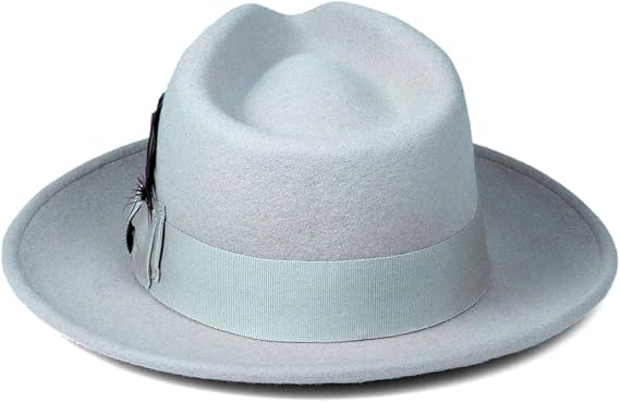 Sky Blue Crushable Wool Fedora - Removable Feather