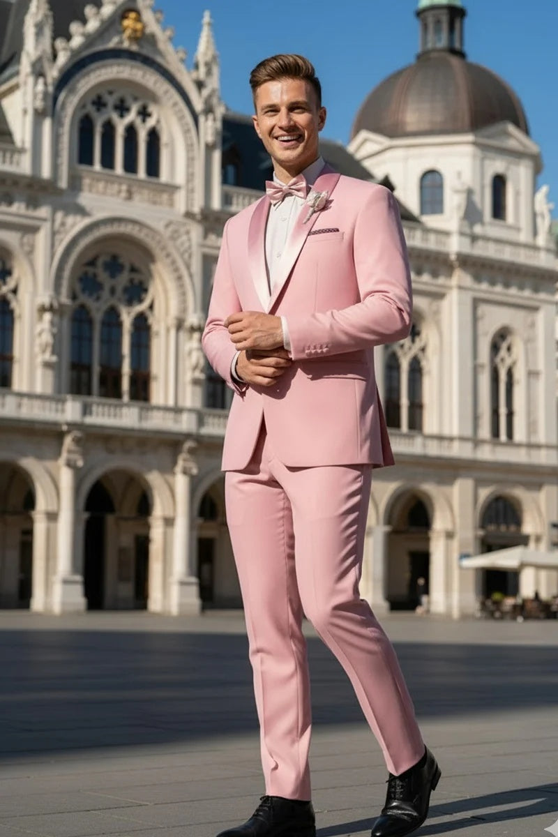 Dusty Rose 1-Button Shawl Tuxedo