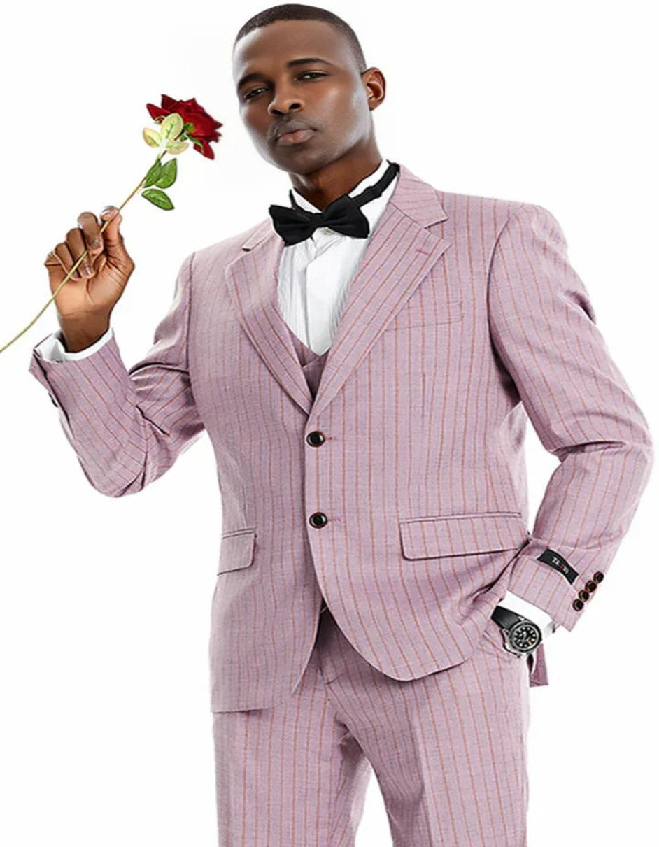 Vintage Style Dusty Rose Pinstripe Suit