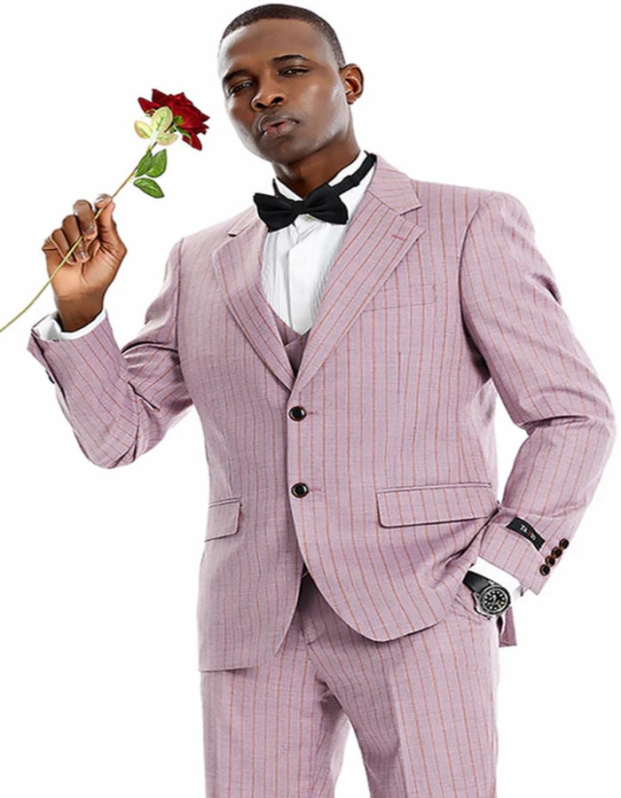 Dusty Rose Pink Vintage Pinstripe Suit - Two Button