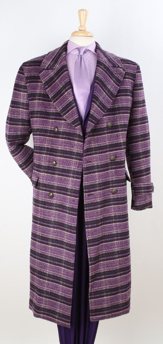 Veno Giovanni Men's Full Length Top Coat Wide Fashion Lapel