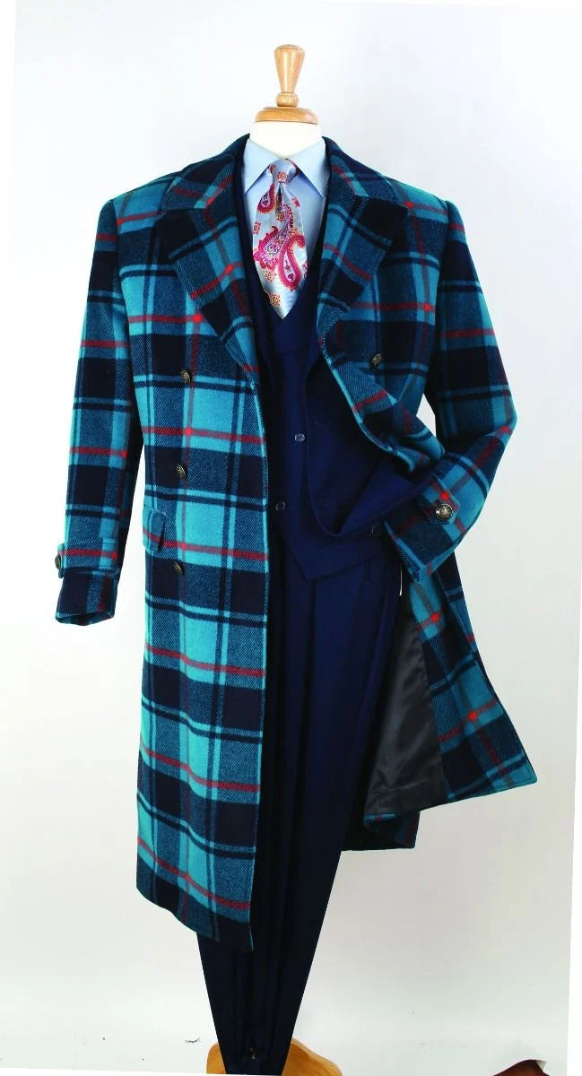 Veno Giovanni Men's Full Length Top Coat Wide Fashion Lapel