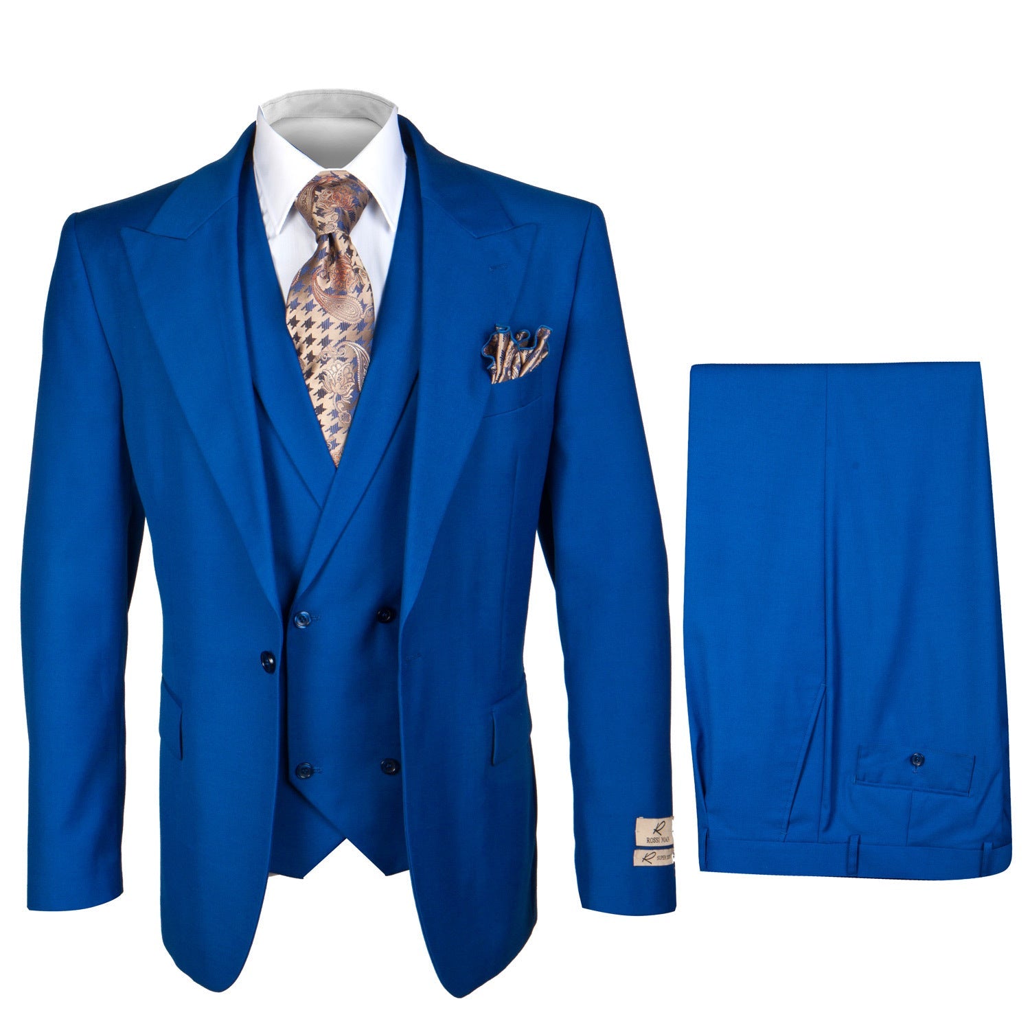 Rossi Man Royal Blue 3 Piece Wool Suit