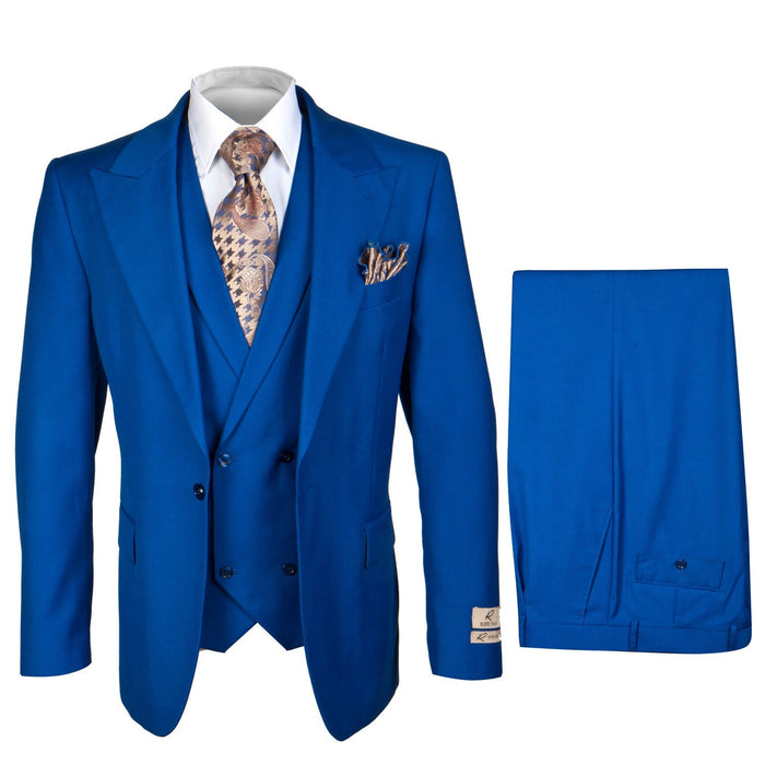 Rossi Man Royal Blue 3 Piece Wool Suit