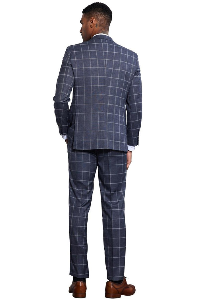Stacy Adams Charcoal Windowpane Vested Suit