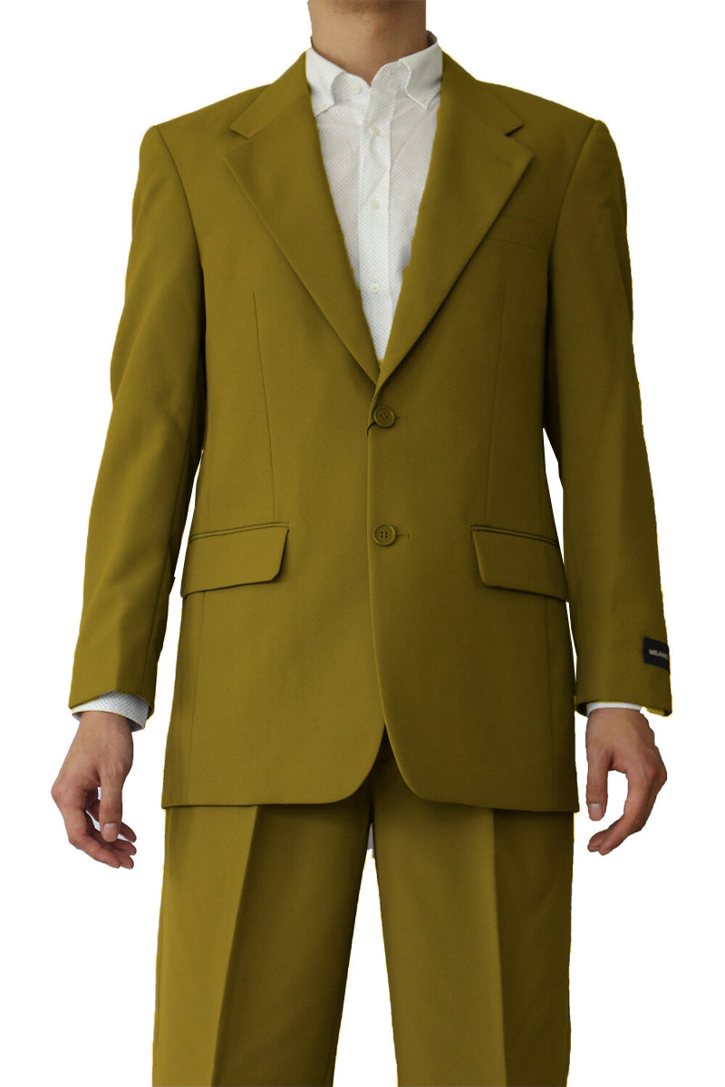Mens Mustard 2 Button Polyester Suit