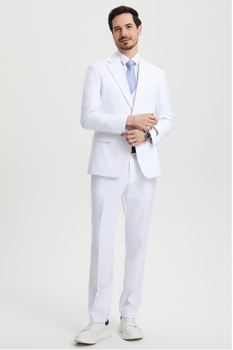 White Stacy Adams Two Button Vested Suit