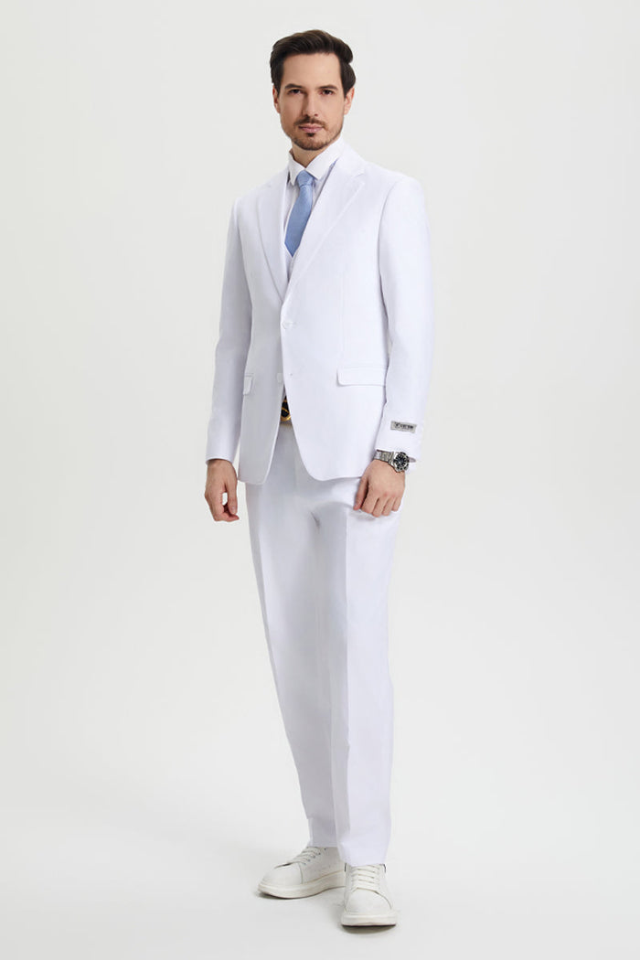 White Stacy Adams Two Button Vested Suit