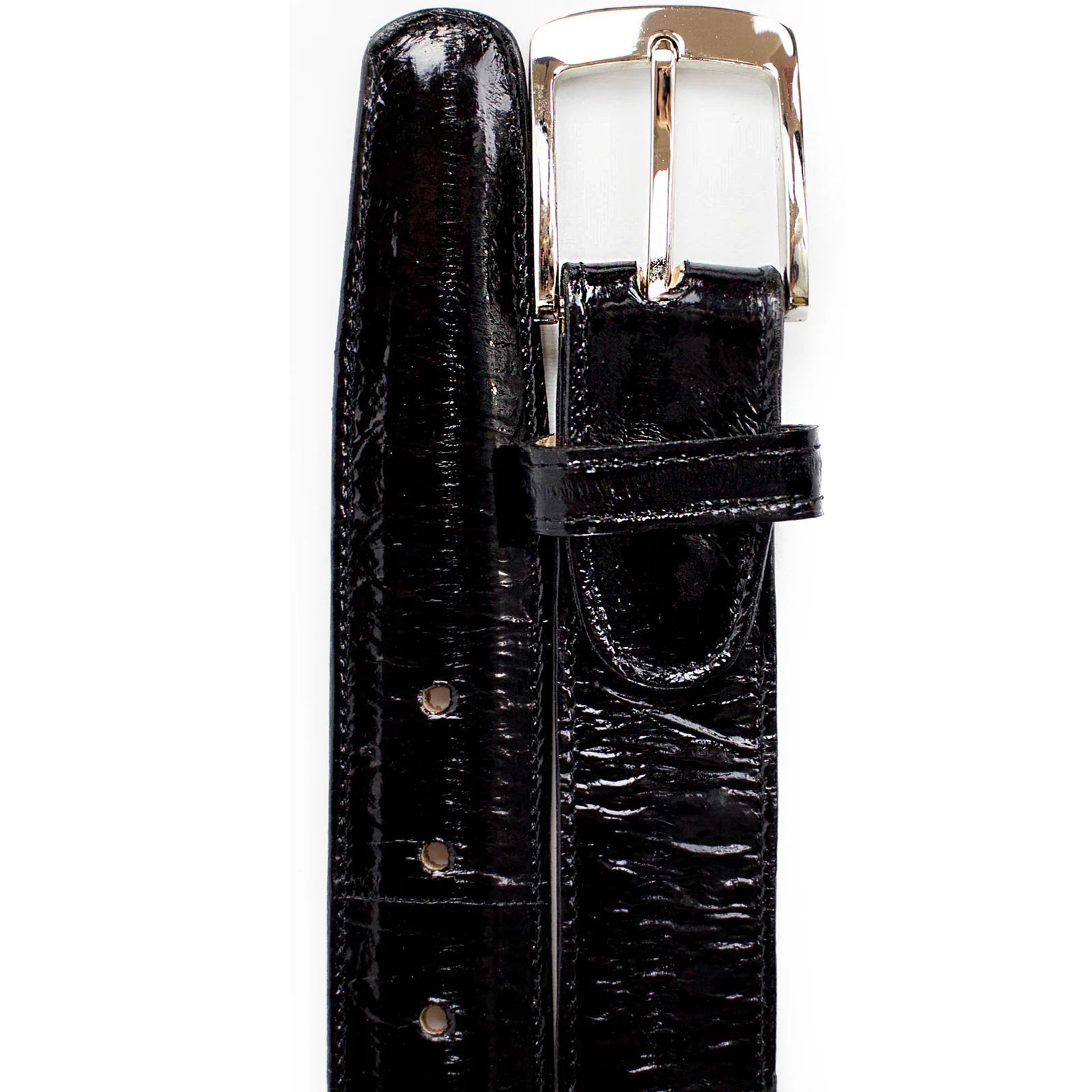 Belvedere Black Genuine Eel Skin Dress Belt