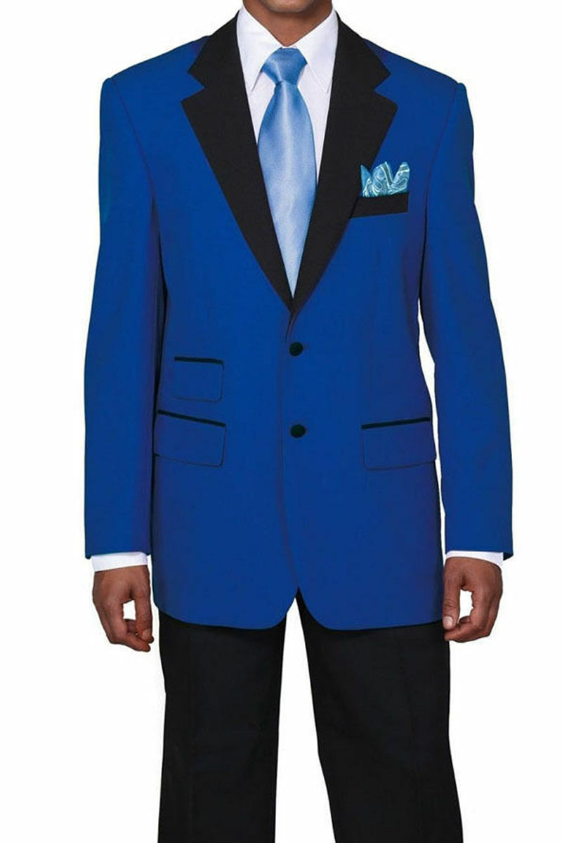 Men's Royal Blue 2 Button Tuxedo with Black Lapel