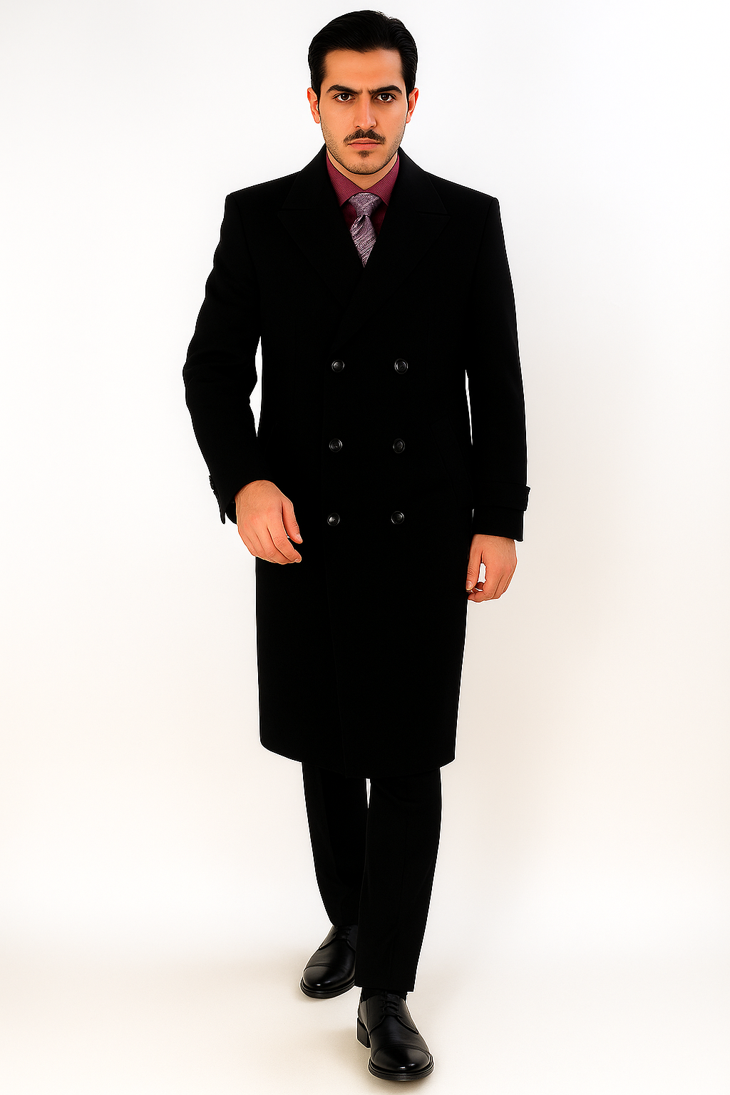 Apollo King Men's Full Length Top Coat Banded Wrists