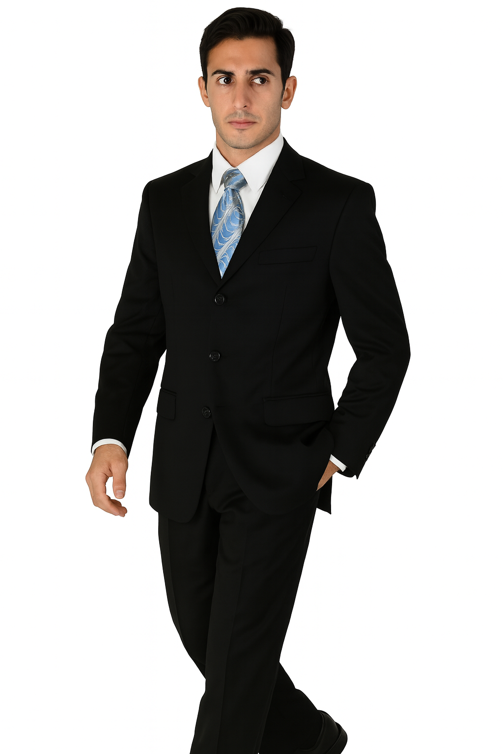 Milano Moda 3-Button Navy Suit for Men