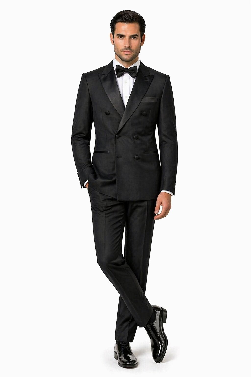 Double Breasted Men's Black Tuxedo Super 150's Discount Sale Designer