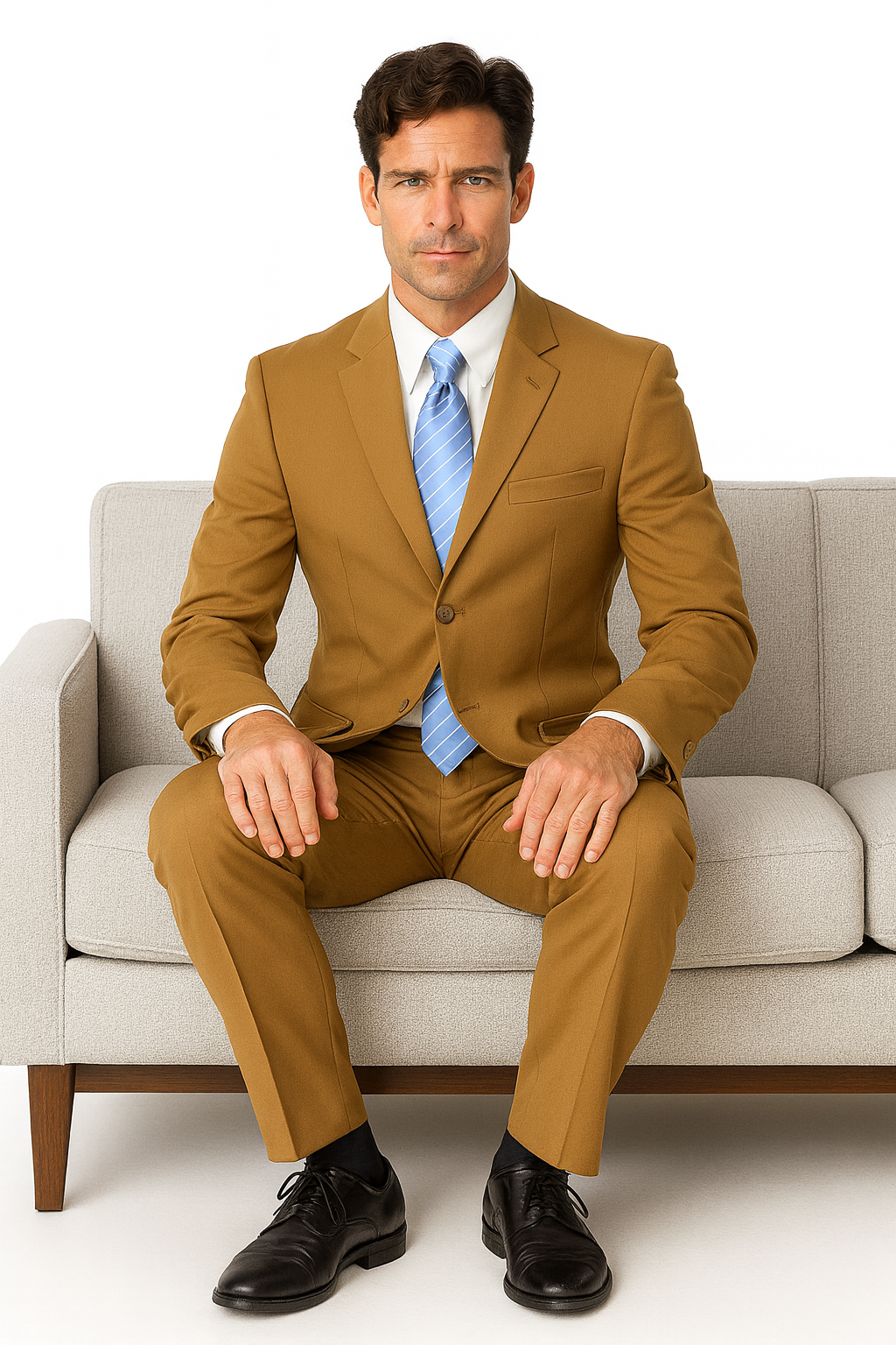 Milano Moda 3-Button Navy Suit for Men