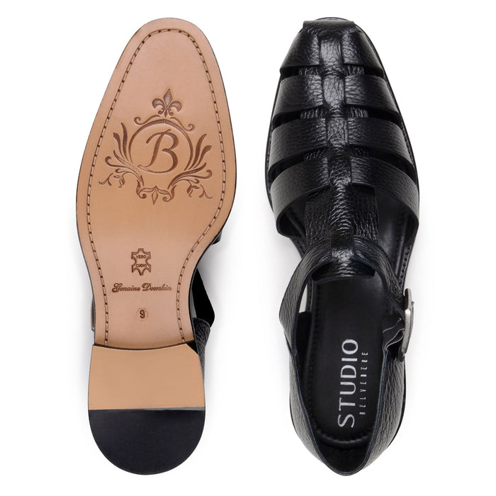Belvedere Elio - Black Genuine Crocodile Leather Shoe