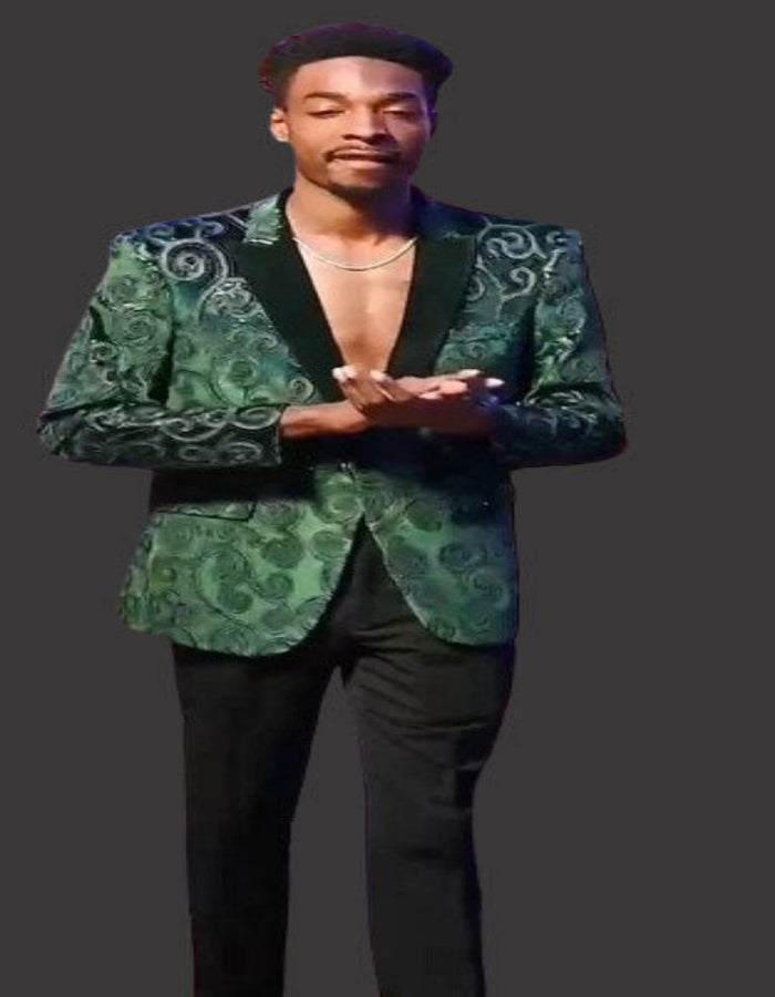 Emerald Green Paisley Velvet Wedding Tuxedo Jacket
