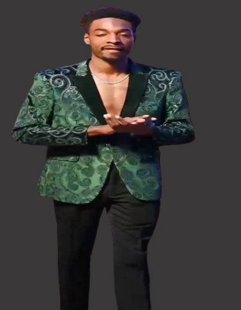 Emerald Green Paisley Velvet Wedding Tuxedo Jacket