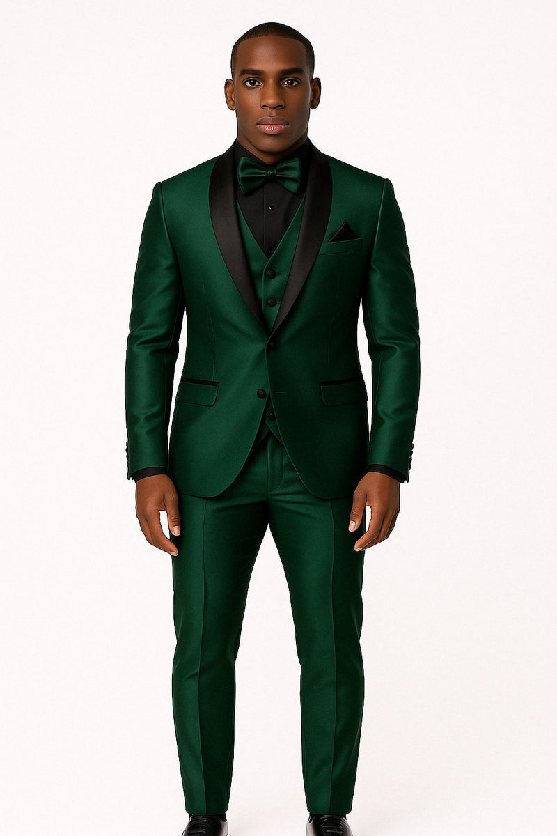 Mens Emerald Green Tuxedo with Black Satin Shawl Lapel 3 Piece Formal Suit with Vest Emerald Green / 36 Short Mens Emerald Green Tuxedo with Black Satin Shawl Lapel 3 Piece Formal Suit with Vest Emerald Green / 36 Short