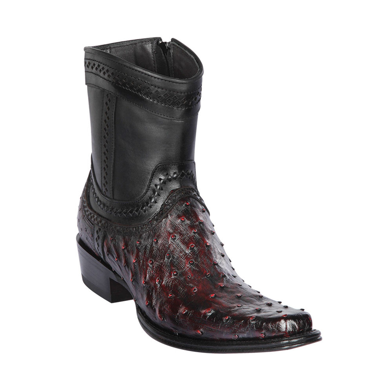 Black Cherry Ostrich European Square Toe Boot