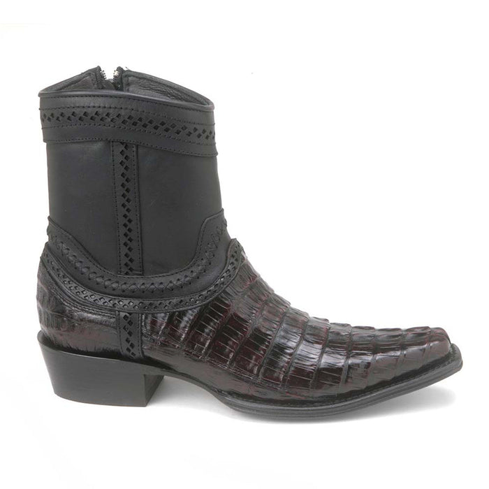 Black Cherry Caiman Tail European Toe Boot