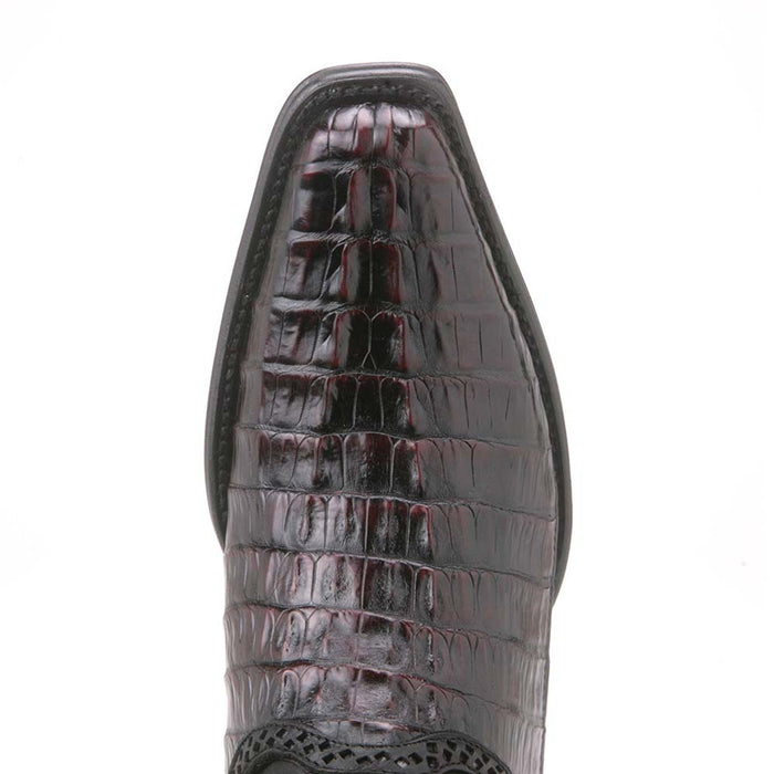 Square Toe Brown Caiman Tail Low Shaft Boots