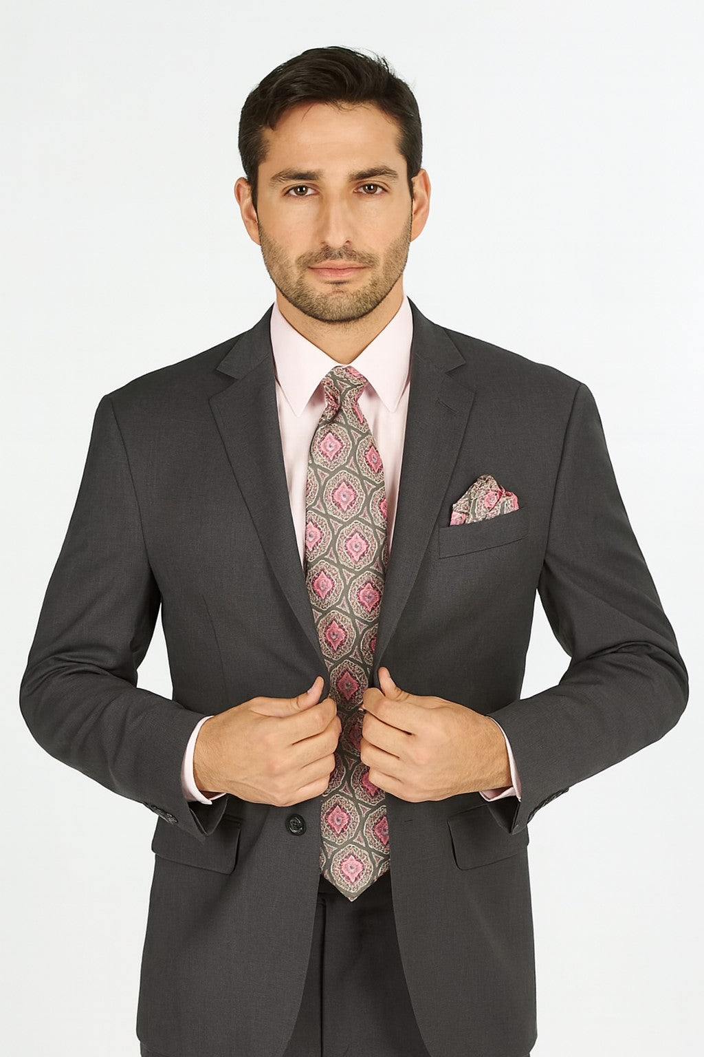 Men's Solid Charcoal Grey Single breast Executive Suit