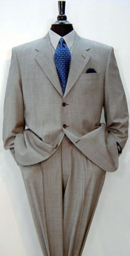 Expensive full canvas quality 3 buttons Super 150's Wool & Marino Wool Solid Light Gray premier quality italian fabric Suit - mensusa