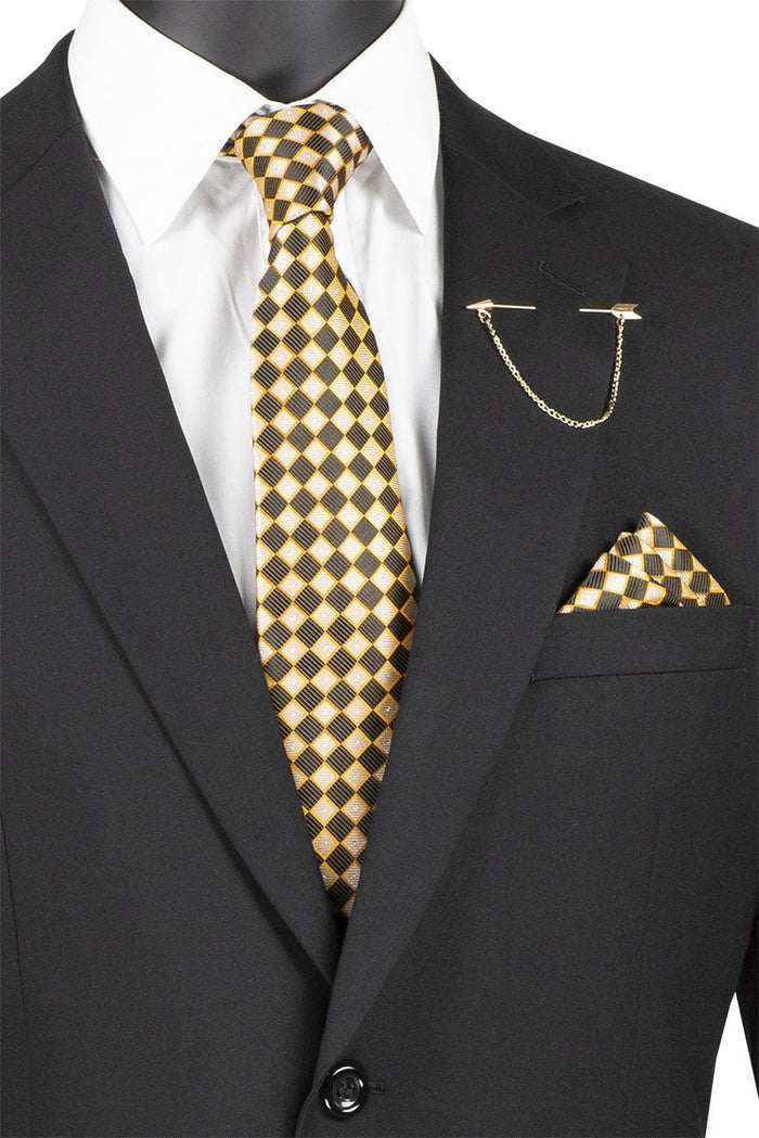 Nola Collection Black Regular Fit Suit by Vinci