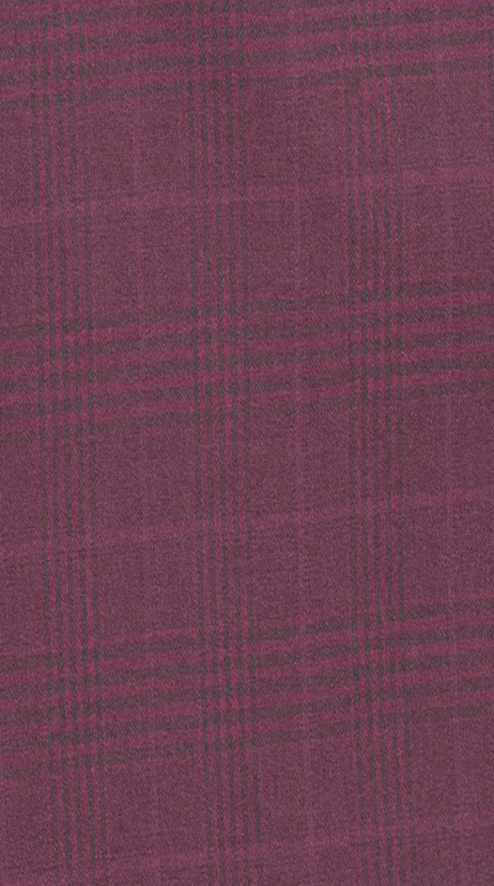 2-Piece Double Breasted Glen Plaid Regular Fit Suit - Burgundy