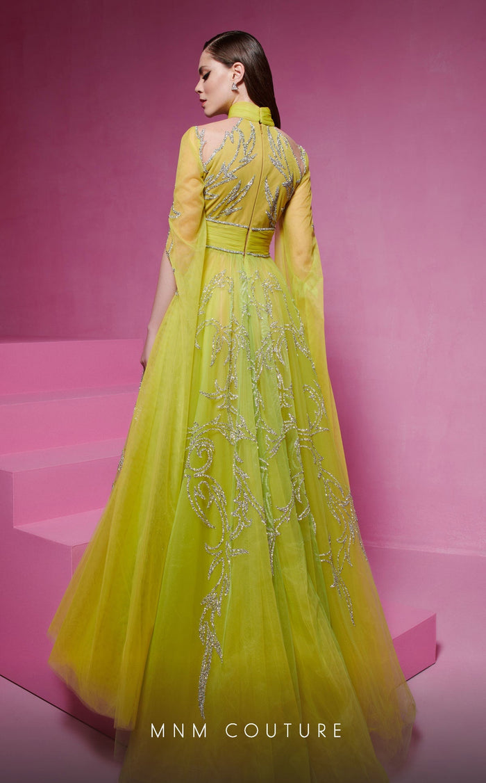 Fouad Sarkis F02844 Gold Embellished Evening Gown