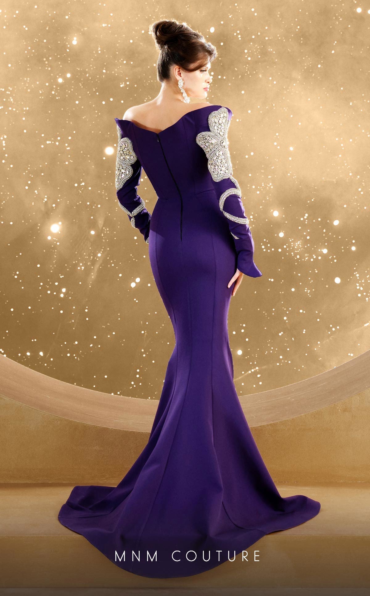 Fouad Sarkis F02858 Embellished Off-Shoulder Mermaid Gown