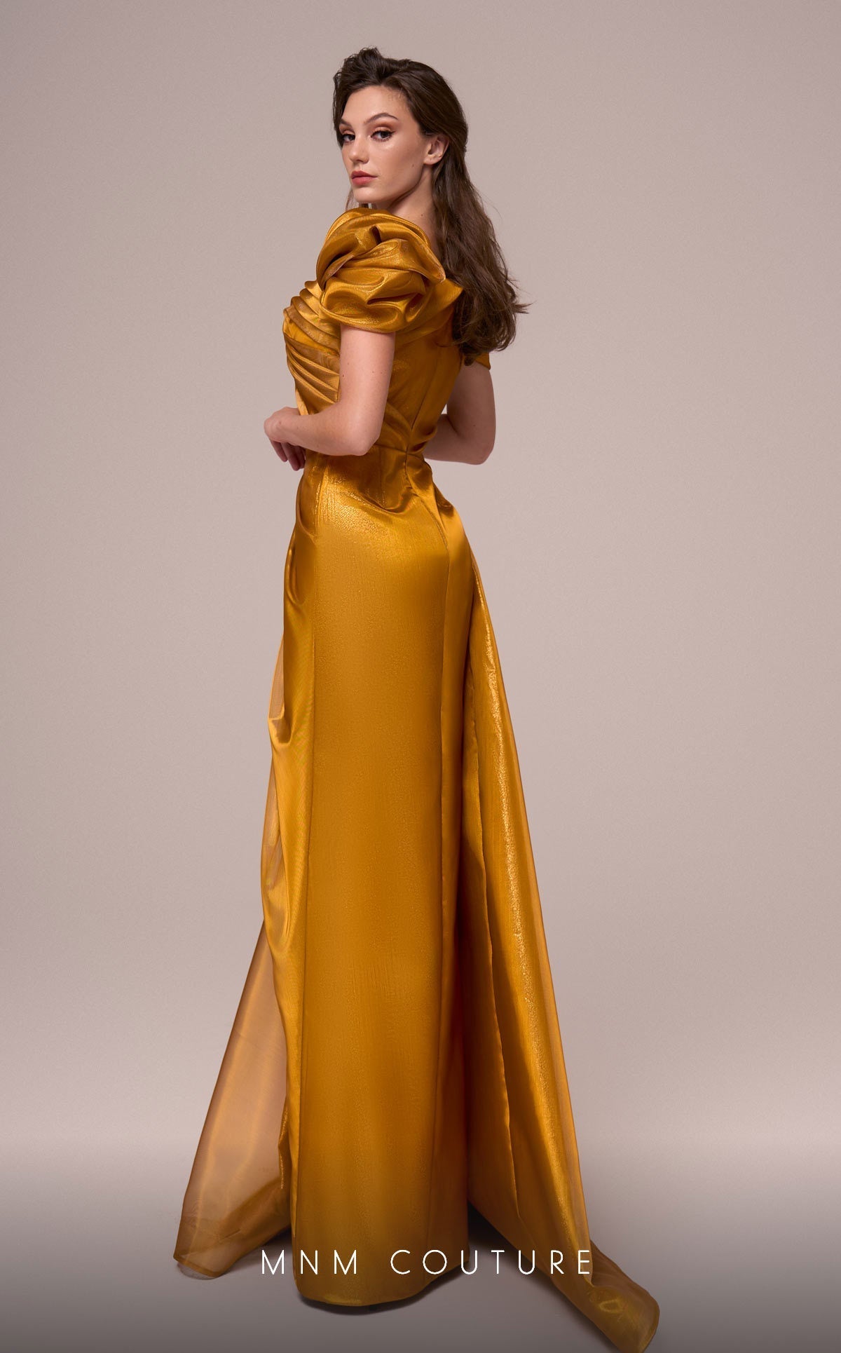 Fouad Sarkis F02884 Draped Off-Shoulder Gown