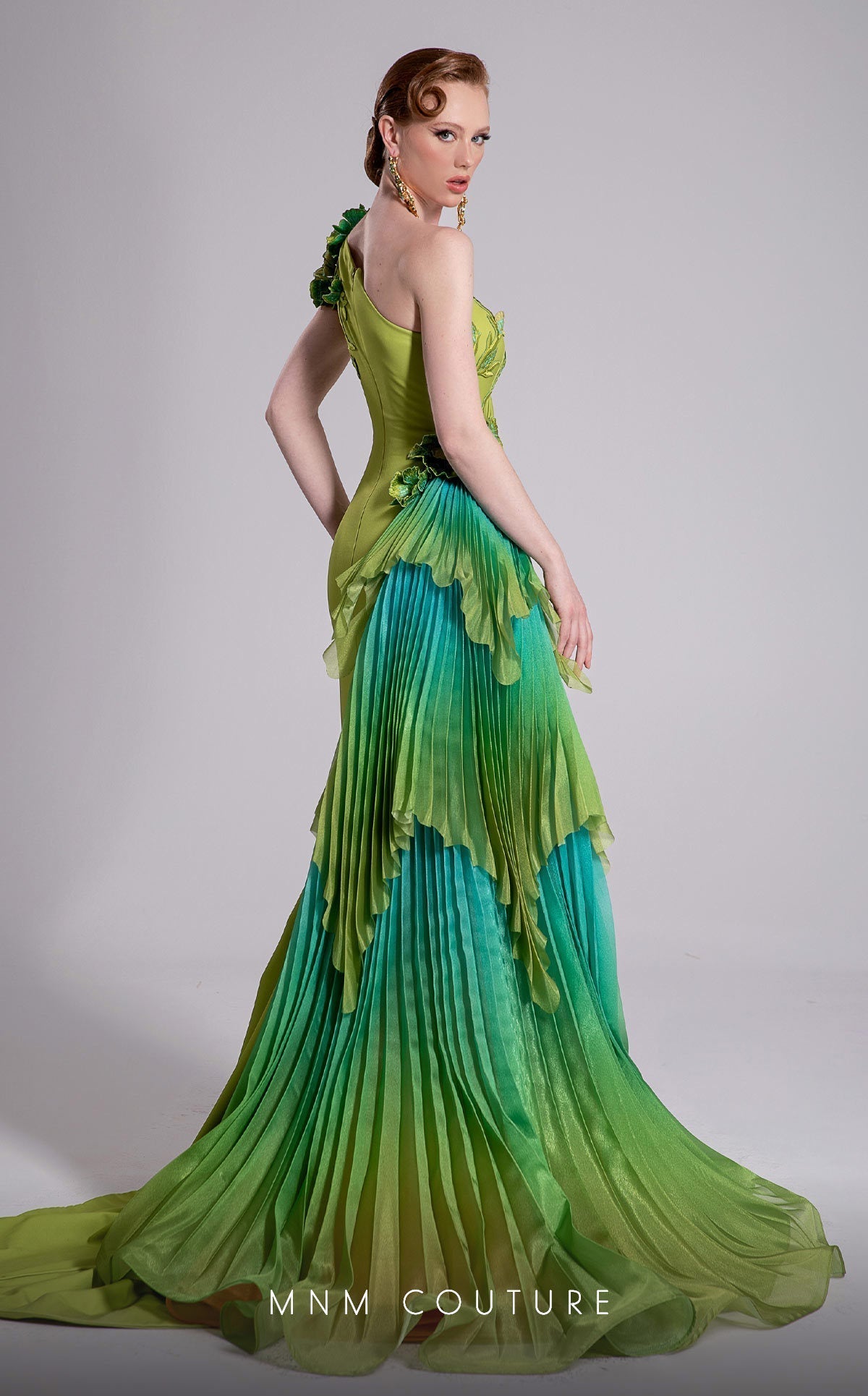 Fouad Sarkis F02911 One-Shoulder Open Back Couture Gown