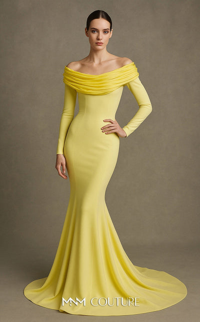 Fouad Sarkis Off-Shoulder Mermaid Gown in Fuchsia