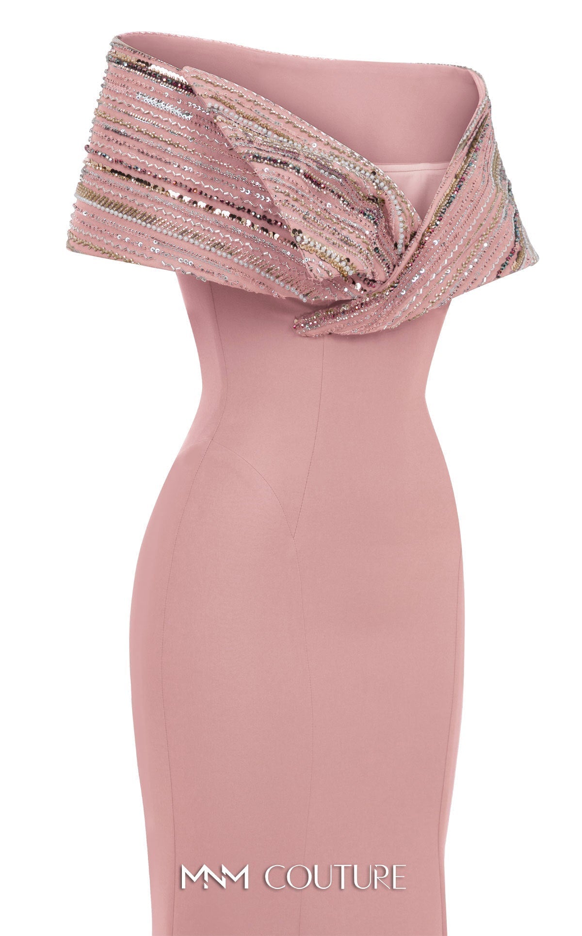 Sequin Embellished Off-Shoulder Gown in Mint by MNM Couture