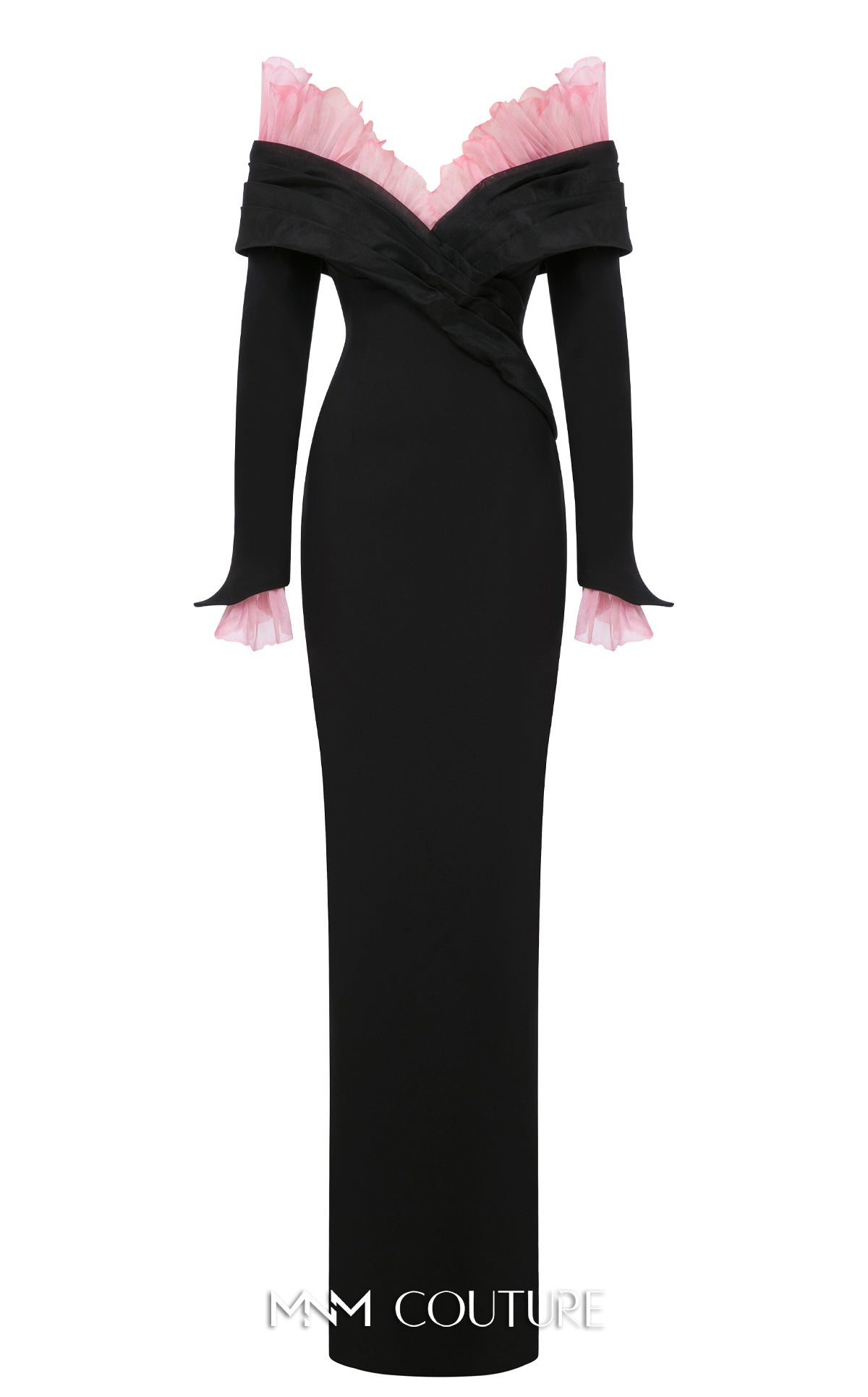Fouad Sarkis F02941 Long Sleeve V-Neck Gown