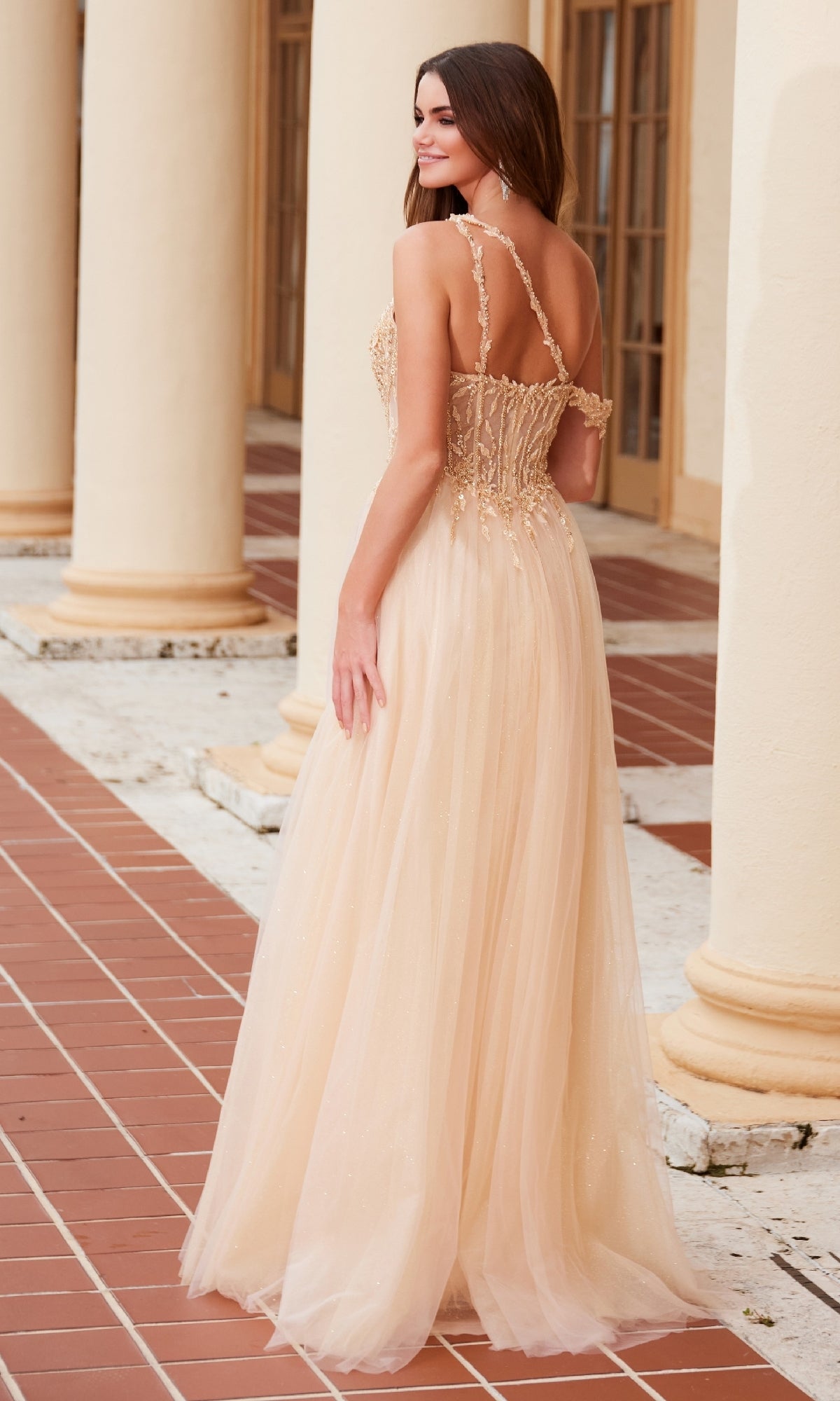 Nox Anabel F1567 Asymmetrical Glitter Prom Dress