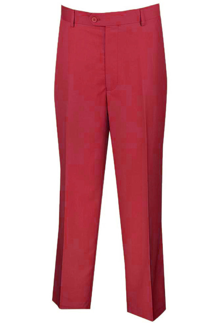 Men's Burgundy Modern Flat Front Dress Slacks