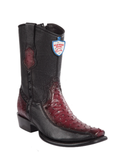 Wild West Botas Avestruz Dubai Toe Faded Burgundy