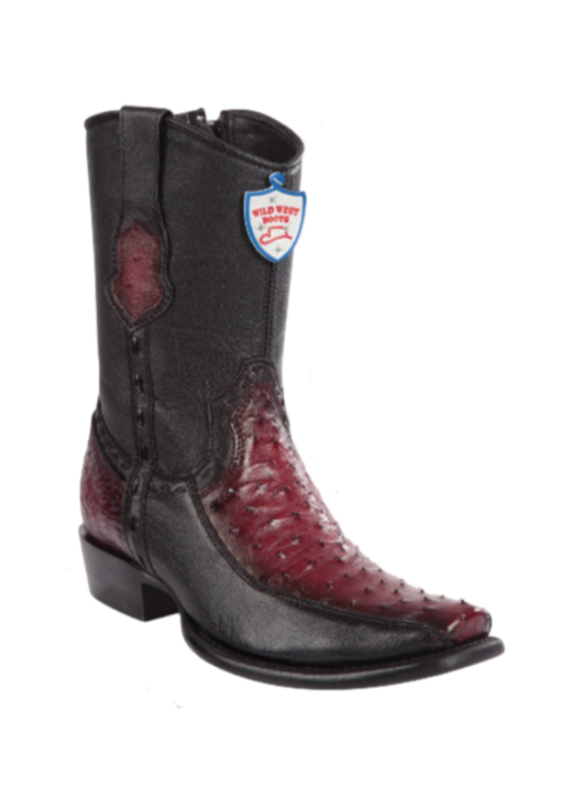 Wild West Botas Avestruz Dubai Toe Faded Burgundy